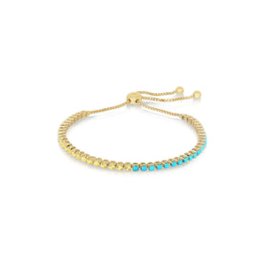 Yellow Sapphire and Turquoise Adjustable Bracelet