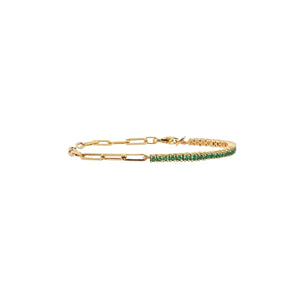 Emerald Paperclip Bracelet